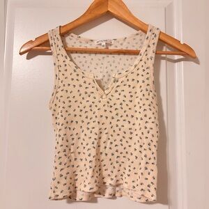 Artstar Beige Floral Women's Tank Top